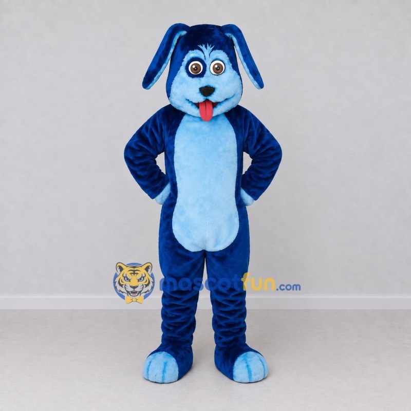 Custom Blue and Light Blue Dog Mascot Costume Adult Full Body Suit for Children's Events Custom Blue and Light Blue Dog Mascot Costume Adult Full Body Suit for Children's Events
