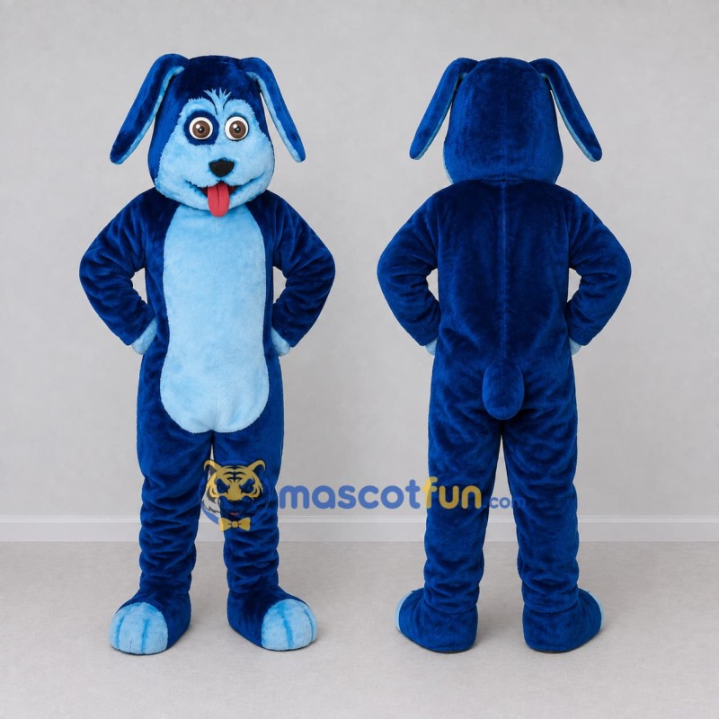 Custom Blue and Light Blue Dog Mascot Costume Adult Full Body Suit for Children's Events Custom Blue and Light Blue Dog Mascot Costume Adult Full Body Suit for Children's Events
