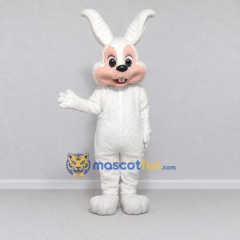 Custom White and Peach Rabbit Mascot Costume Adult Full Body Suit for Easter Events Custom White and Peach Rabbit Mascot Costume Adult Full Body Suit for Easter Events