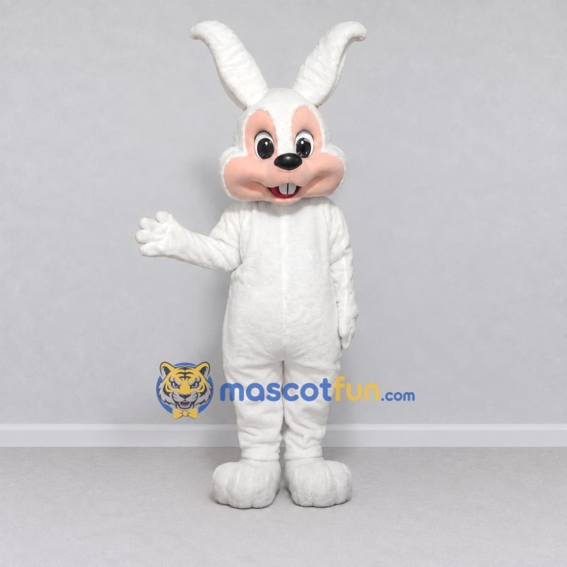 Custom White and Peach Rabbit Mascot Costume Adult Full Body Suit for Easter Events Custom White and Peach Rabbit Mascot Costume Adult Full Body Suit for Easter Events