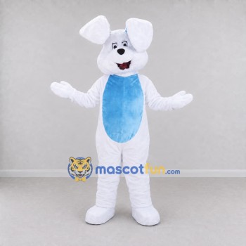 Custom White and Light Blue Rabbit Mascot Costume Adult Full Body Suit for Easter Events