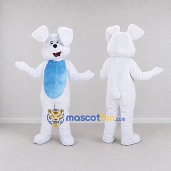 Custom White and Light Blue Rabbit Mascot Costume Adult Full Body Suit for Easter Events
