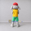 Custom Gray Yellow and Green Lop-Eared Rabbit in Sportswear Mascot Costume Adult Full Body Suit for Sports Events Custom Gray Yellow and Green Lop-Eared Rabbit in Sportswear Mascot Costume Adult Full Body Suit for Sports Events