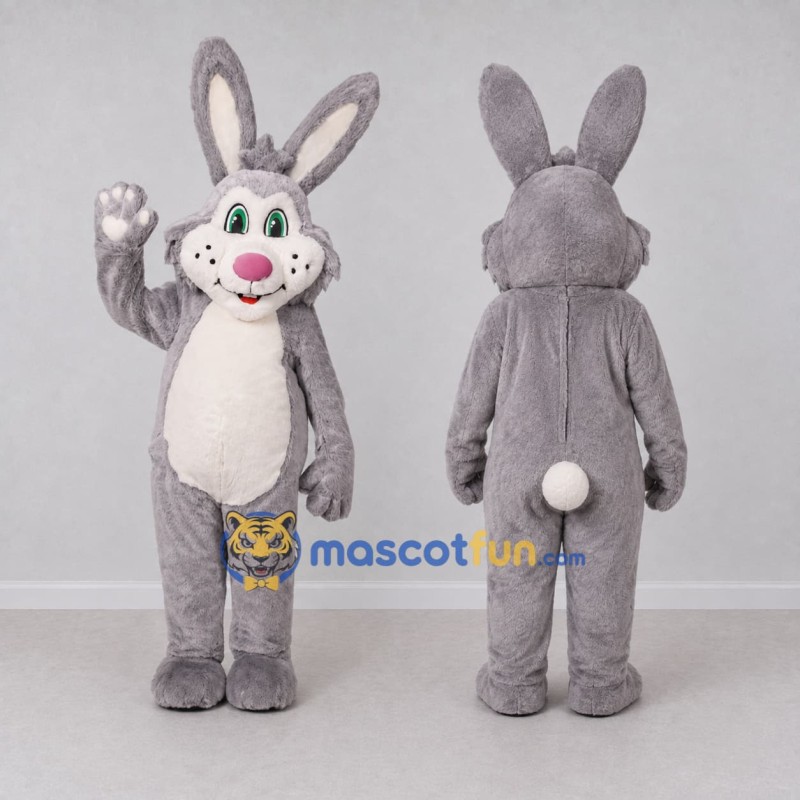 Custom Gray and White Rabbit Mascot Costume Adult Full Body Suit for Easter Events Custom Gray and White Rabbit Mascot Costume Adult Full Body Suit for Easter Events