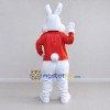 Custom White Red and Yellow Rabbit in Tailcoat Mascot Costume Adult Full Body Suit for Easter Events Custom White Red and Yellow Rabbit in Tailcoat Mascot Costume Adult Full Body Suit for Easter Events