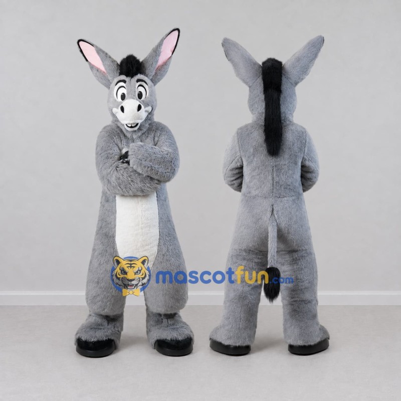 Custom Gray and White Donkey Mascot Costume Adult Full Body Suit for Farm Events Custom Gray and White Donkey Mascot Costume Adult Full Body Suit for Farm Events