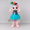 Custom Pink and Turquoise Cat in Tutu Mascot Costume Adult Full Body Suit for Children's Parties