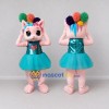 Custom Pink and Turquoise Cat in Tutu Mascot Costume Adult Full Body Suit for Children's Parties