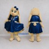 Custom Tan and Blue Lop-Eared Rabbit in Dress Mascot Costume Adult Full Body Suit for Easter Events