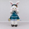Custom White and Teal Rabbit in Dress Mascot Costume Adult Full Body Suit for Easter Events Custom White and Teal Rabbit in Dress Mascot Costume Adult Full Body Suit for Easter Events