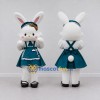 Custom White and Teal Rabbit in Dress Mascot Costume Adult Full Body Suit for Easter Events Custom White and Teal Rabbit in Dress Mascot Costume Adult Full Body Suit for Easter Events