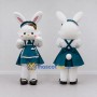 Custom White and Teal Rabbit in Dress Mascot Costume Adult Full Body Suit for Easter Events