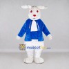 Custom White and Blue Rabbit in Jacket Mascot Costume Adult Full Body Suit for Easter Events