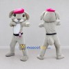 Custom Gray and Pink Dog in Beret Mascot Costume Adult Full Body Suit for Community Events Custom Gray and Pink Dog in Beret Mascot Costume Adult Full Body Suit for Community Events