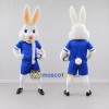 Custom White and Blue Soccer Rabbit Mascot Costume Adult Full Body Suit for Soccer Events