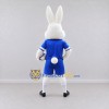 Custom White and Blue Soccer Rabbit Mascot Costume Adult Full Body Suit for Soccer Events