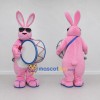 Custom Pink Rabbit Drummer Mascot Costume Adult Full Body Suit for Parades Custom Pink Rabbit Drummer Mascot Costume Adult Full Body Suit for Parades