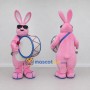 Custom Pink Rabbit Drummer Mascot Costume Adult Full Body Suit for Parades