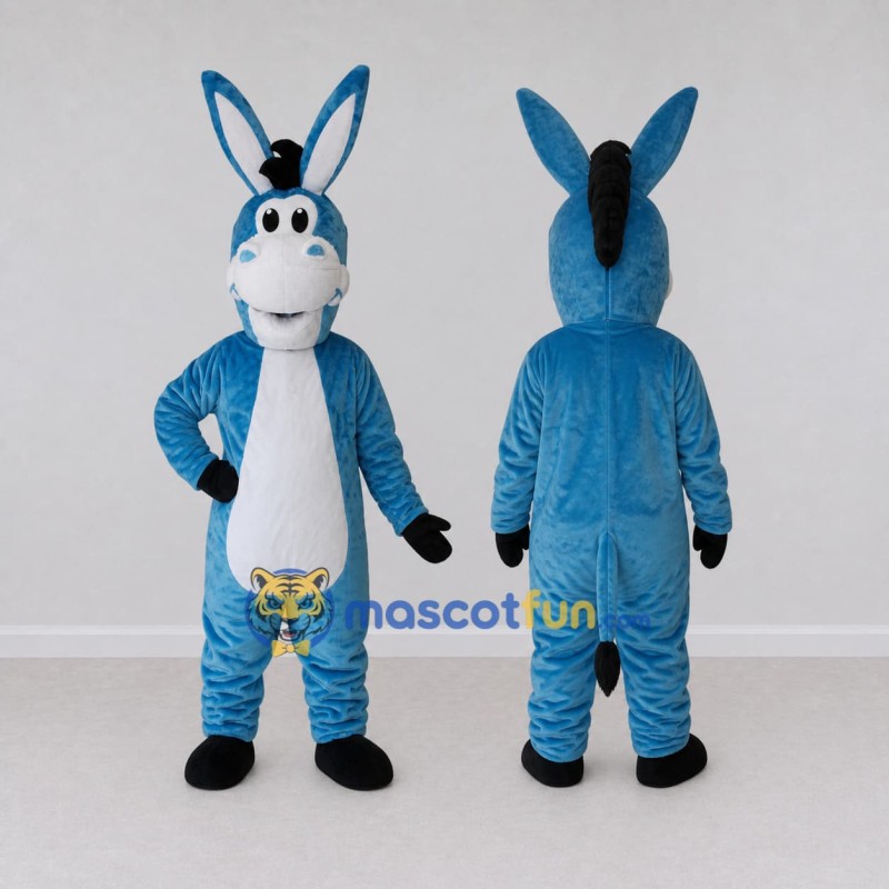 Custom Blue and White Donkey Mascot Costume Adult Full Body Suit for Farm Events Custom Blue and White Donkey Mascot Costume Adult Full Body Suit for Farm Events