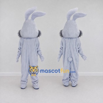Custom Light Gray Rabbit Mascot Costume Adult Full Body Suit for Easter Events
