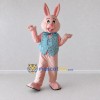 Custom Pink and Blue Rabbit in Vest Mascot Costume Adult Full Body Suit for Easter Events Custom Pink and Blue Rabbit in Vest Mascot Costume Adult Full Body Suit for Easter Events