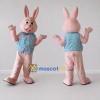 Custom Pink and Blue Rabbit in Vest Mascot Costume Adult Full Body Suit for Easter Events Custom Pink and Blue Rabbit in Vest Mascot Costume Adult Full Body Suit for Easter Events