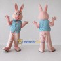 Custom Pink and Blue Rabbit in Vest Mascot Costume Adult Full Body Suit for Easter Events