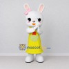 Custom White and Yellow Rabbit in Dress Mascot Costume Adult Full Body Suit for Easter Events Custom White and Yellow Rabbit in Dress Mascot Costume Adult Full Body Suit for Easter Events