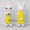 Custom White and Yellow Rabbit in Dress Mascot Costume Adult Full Body Suit for Easter Events Custom White and Yellow Rabbit in Dress Mascot Costume Adult Full Body Suit for Easter Events