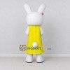 Custom White and Yellow Rabbit in Dress Mascot Costume Adult Full Body Suit for Easter Events Custom White and Yellow Rabbit in Dress Mascot Costume Adult Full Body Suit for Easter Events