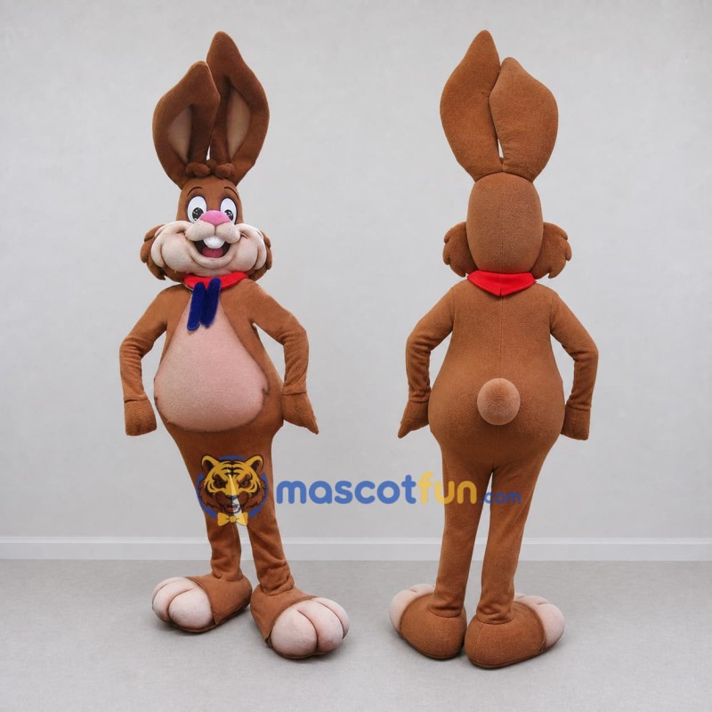 Custom Brown Rabbit with Bow Tie Mascot Costume Adult Full Body Suit for Easter Events Custom Brown Rabbit with Bow Tie Mascot Costume Adult Full Body Suit for Easter Events