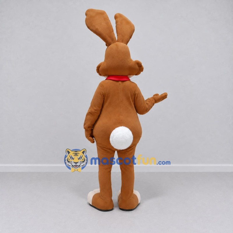 Custom Brown and White Rabbit with Bow Tie Mascot Costume Adult Full Body Suit for Easter Events Custom Brown and White Rabbit with Bow Tie Mascot Costume Adult Full Body Suit for Easter Events