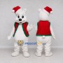 Custom White Red and Green Christmas Bear Mascot Costume Adult Full Body Suit for Christmas Events