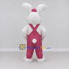 Custom White and Pink Rabbit in Overalls Mascot Costume Adult Full Body Suit for Easter Events Custom White and Pink Rabbit in Overalls Mascot Costume Adult Full Body Suit for Easter Events