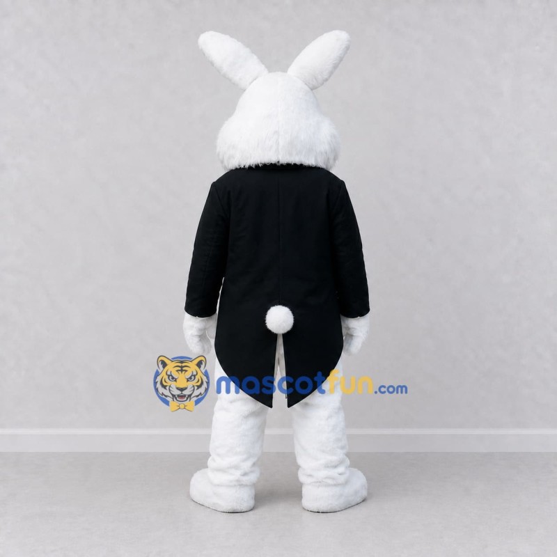 Custom White and Black Rabbit in Tailcoat Mascot Costume Adult Full Body Suit for Easter Events Custom White and Black Rabbit in Tailcoat Mascot Costume Adult Full Body Suit for Easter Events