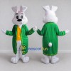 Custom White and Green Rabbit in Coat Mascot Costume Adult Full Body Suit for Easter Events Custom White and Green Rabbit in Coat Mascot Costume Adult Full Body Suit for Easter Events