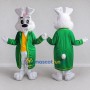 Custom White and Green Rabbit in Coat Mascot Costume Adult Full Body Suit for Easter Events