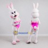 Custom White and Pink Rabbit Dancer Mascot Costume Adult Full Body Suit for Stage Shows Custom White and Pink Rabbit Dancer Mascot Costume Adult Full Body Suit for Stage Shows