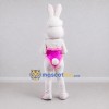 Custom White and Pink Rabbit Dancer Mascot Costume Adult Full Body Suit for Stage Shows Custom White and Pink Rabbit Dancer Mascot Costume Adult Full Body Suit for Stage Shows