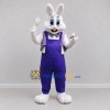 Custom White and Purple Rabbit in Overalls Mascot Costume Adult Full Body Suit for Easter Events Custom White and Purple Rabbit in Overalls Mascot Costume Adult Full Body Suit for Easter Events