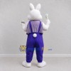 Custom White and Purple Rabbit in Overalls Mascot Costume Adult Full Body Suit for Easter Events Custom White and Purple Rabbit in Overalls Mascot Costume Adult Full Body Suit for Easter Events
