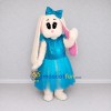 Custom Cream and Turquoise Lop-Eared Rabbit in Dress Mascot Costume Adult Full Body Suit for Easter Events Custom Cream and Turquoise Lop-Eared Rabbit in Dress Mascot Costume Adult Full Body Suit for Easter Events