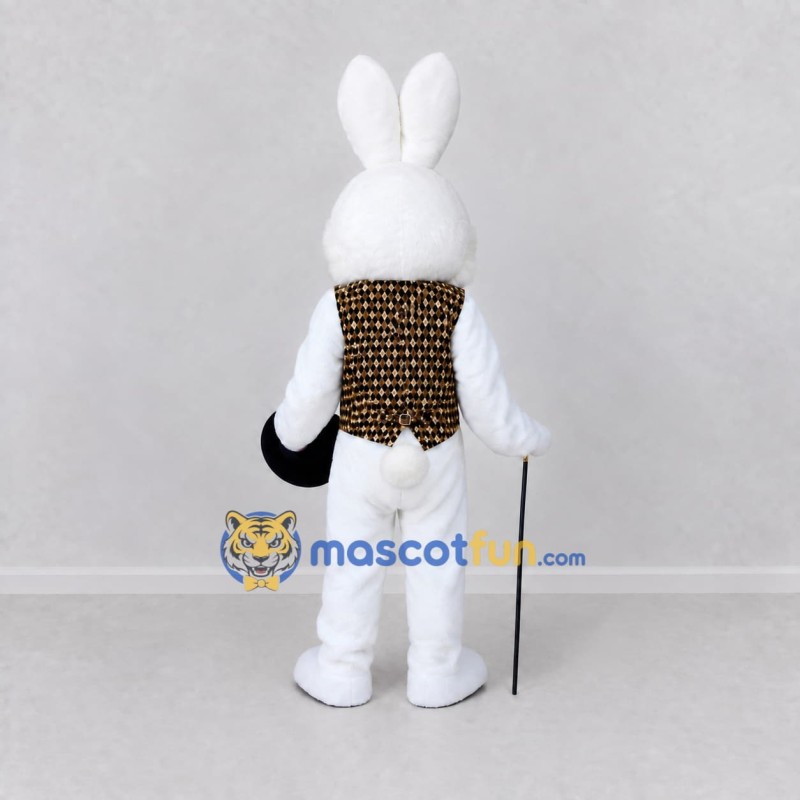 Custom White and Gold Rabbit Magician Mascot Costume Adult Full Body Suit for Stage Shows Custom White and Gold Rabbit Magician Mascot Costume Adult Full Body Suit for Stage Shows