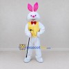 Custom White and Yellow Rabbit in Vest Mascot Costume Adult Full Body Suit for Easter Events Custom White and Yellow Rabbit in Vest Mascot Costume Adult Full Body Suit for Easter Events
