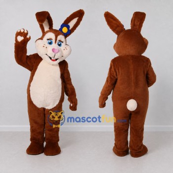 Custom Brown and White Rabbit with Flower Mascot Costume Adult Full Body Suit for Easter Events