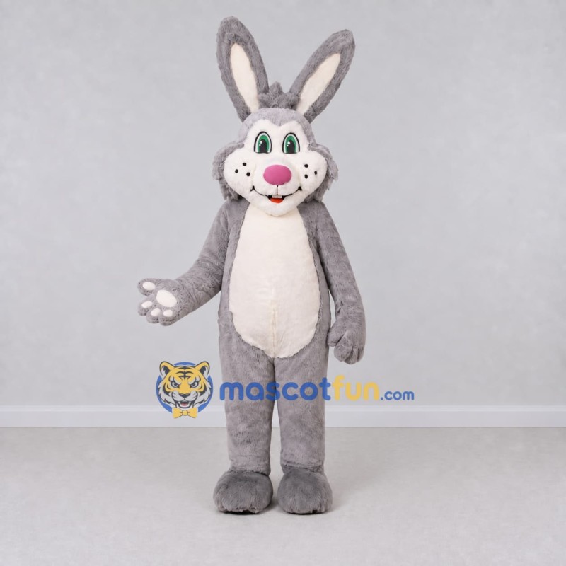 Custom Gray and White Rabbit Mascot Costume Adult Full Body Suit for Easter Events Custom Gray and White Rabbit Mascot Costume Adult Full Body Suit for Easter Events