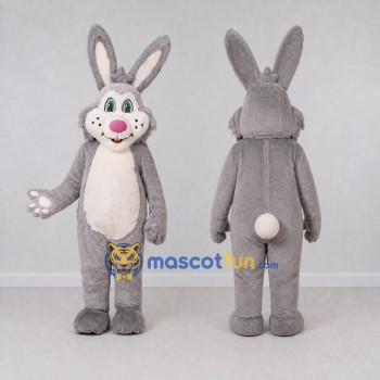 Custom Gray and White Rabbit Mascot Costume Adult Full Body Suit for Easter Events