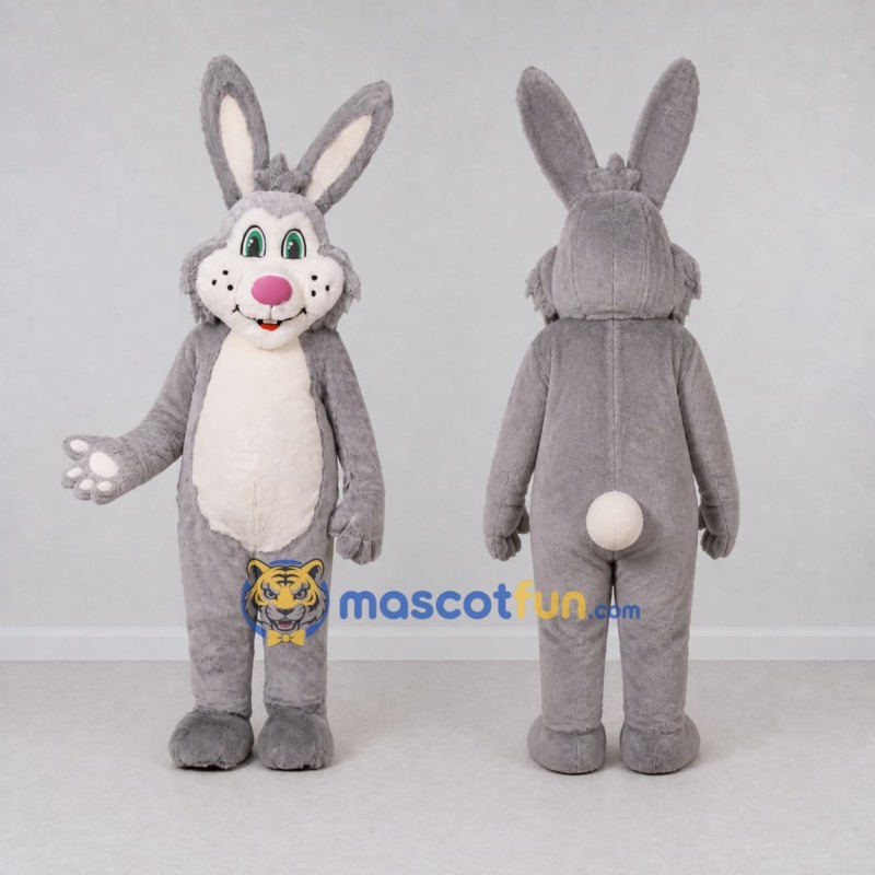 Custom Gray and White Rabbit Mascot Costume Adult Full Body Suit for Easter Events Custom Gray and White Rabbit Mascot Costume Adult Full Body Suit for Easter Events