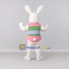 Custom White Pink and Green Rabbit in Striped Vest Mascot Costume Adult Full Body Suit for Easter Events Custom White Pink and Green Rabbit in Striped Vest Mascot Costume Adult Full Body Suit for Easter Events
