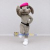 Custom Gray and Pink Lop-Eared Rabbit in Beret Mascot Costume Adult Full Body Suit for Easter Events Custom Gray and Pink Lop-Eared Rabbit in Beret Mascot Costume Adult Full Body Suit for Easter Events